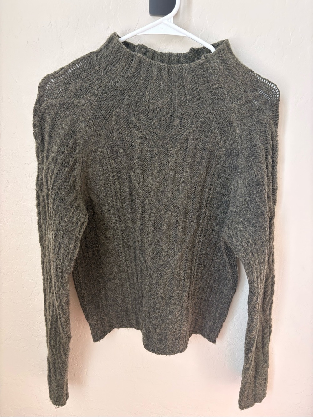 U.S. Polo Assn. Olive Green Cable Mock Neck Sweater